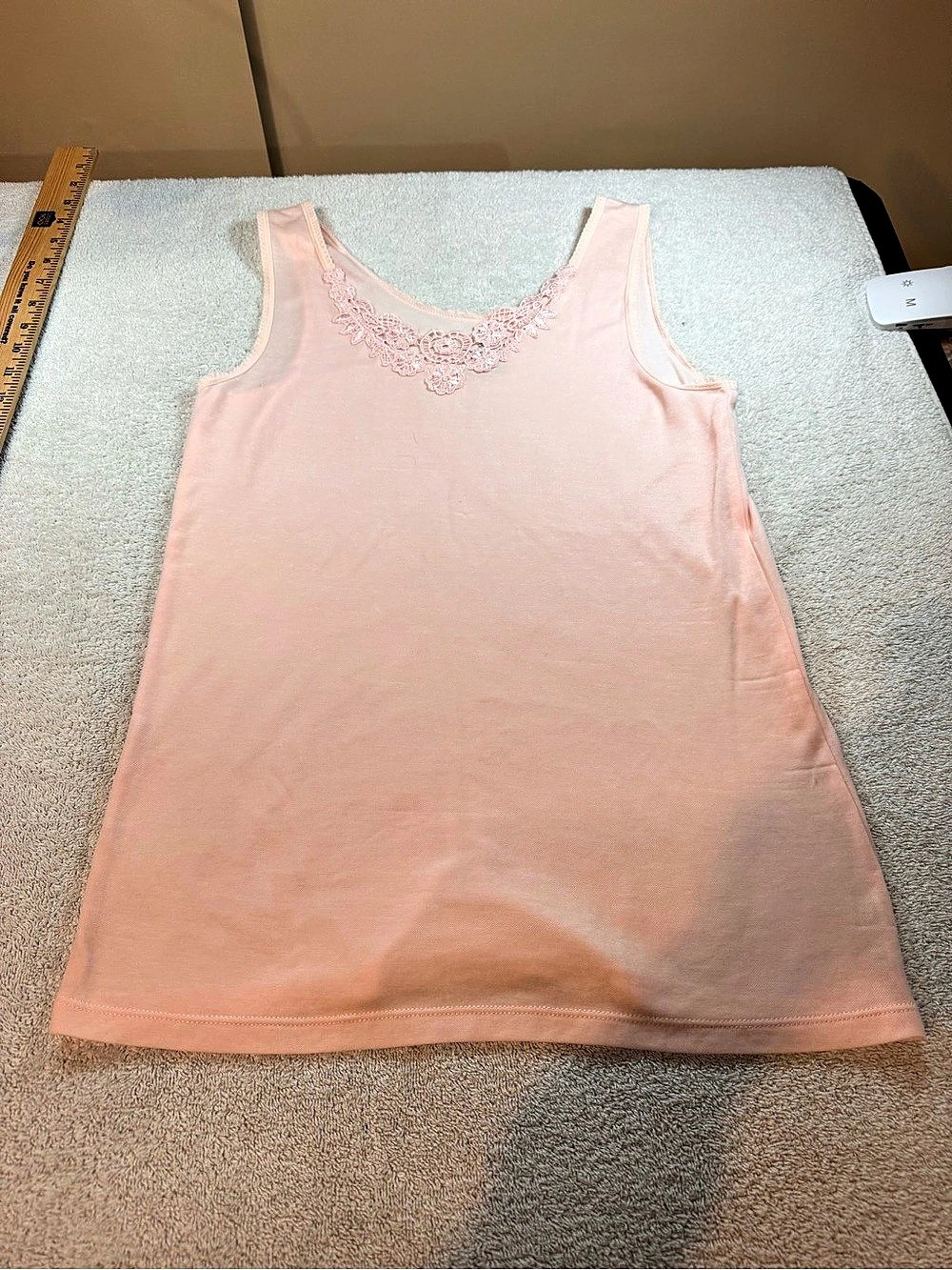 Cuddl Duds Lace Trim Tank Top in Pink Size Small
